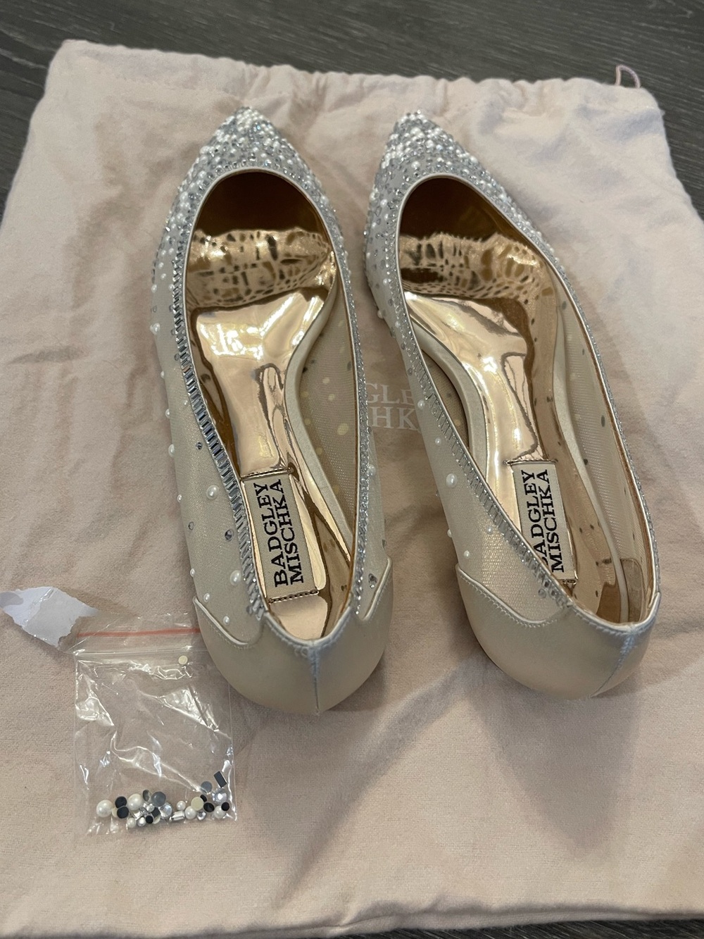 Crystal and Pearl Embellished Flats - Picture 9 of 11